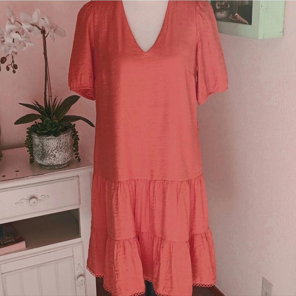 INC International Concepts Persimmon Tiered Dress.Boho. Cottagecore.